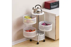 Rotating Kitchen Shelving Home Living Room Snack Box Toy Fruit And Vegetable Basket Multi-layer Cart Storage Rack