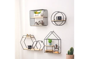 Ins Wind Iron Art Wall Hanging Decoration Room Wall Non Punching Ornament Storage Rack
