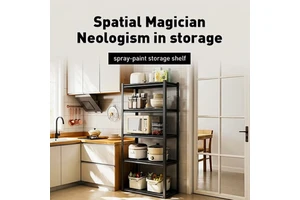 Steel Storage Rack Heavy Load Bearing Adjustable Design Space Saving Multi-Purpose Organizer Kitchen Garage Storage Shelf