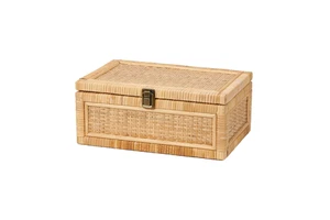 Wholesale Eco-Friendly Rustic Rattan Rectangular Decorative Storage Boxes Lid Handmade Customizable Display Jewelry Keepsake