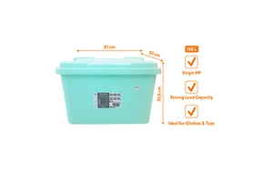 Durable PP Plastic Eco Friendly Storage Box Heavy Duty Wheels Lockable Lid Waterproof Kitchen Bathroom Organizer Crate Case