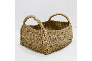 Handmade Multifunction Oval Seagrass Wicker Baskets Braided Handles VIET NAM Artex Dong Thap Brand for Home Kitchen Gift Giving