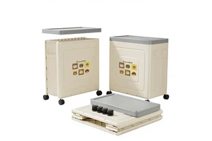 Foldable Storage Box Eco-Friendly PP Material Wheels for Home and Kitchen, Kitchen Storage Organizer