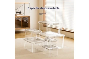 Thickened Transparent Plastic Storage Box - Dustproof Moisture-Proof Rectangle Organizer for Home