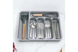 Kitchen Drawer Knife Fork Storage Tray Spice Storage Box Compartmentalized Plastic Tableware Storage Tray