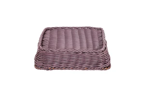 Durable PP Rattan Woven Storage Basket Decorative Plastic Organizer Bin with Bread Tray for Kitchen Pantry or Living Room Use
