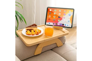 Bmaboo Foldable Sofa Arm Tray with Cup Holder Couch Arm Rest Table Storage Trays for Living Room Use with Food