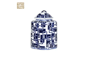 Wholesale Home Decorative Storage Blue Retro Decorations Ceramic Canister Storage