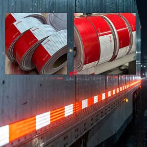 DOT-C2 Compliant Reflective Tape for Trucks Red White Waterproof Safety Warning Tape for Heavy Duty Trailers