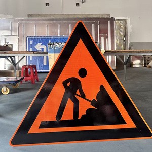 OEM Triangle Road Work Warning Traffic Sign Aluminum First Grade Reflective Custom Safety