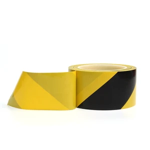 Popular Pvc Warning Tape 33m Black Yellow zebra Tape for Road Marking Tape Factory Safety Tape Warehouse Organization Tape