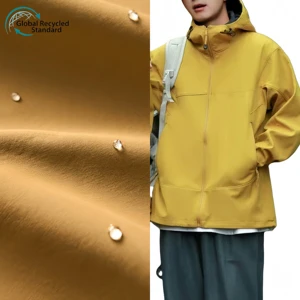 Hot Sale 100% Polyester Woven Plain Dyed Crepe Reflective Softshell Fleece Fabric Water Proof Coated Fabric