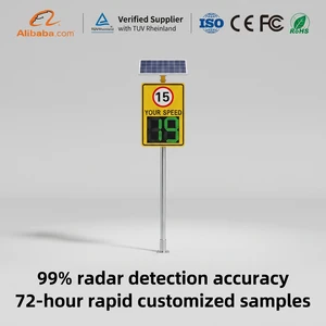 Zero Energy Cost Solar Powered LED Traffic Sign Radar Speed Limit Sign Board 2 Digits Display Flashing Warning Road Safety