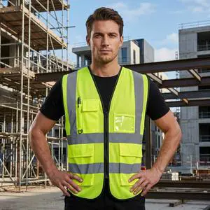 Hi Vis Reflective Safety Vest Clothing Jacket Reflector Vest Mesh Multi Pockets Zipper Support Customized Printing of logo