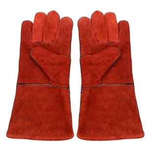 Cow Split Leather Long Safety Working Welding Gloves Heavy Duty Abrasion Resistant for Firefighting and Welder Use