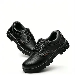 Factory Wholesale Anti-Smash Anti-Puncture Iron Toe Labor Protection Safety Shoes Four-Eye PU Leather Upper Waterproof for Men
