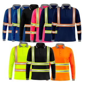 ANSI Type R Class 3 High Visibility Reflective Breathable Waterproof Polyester Quick Dry Long Sleeve Hi-Vis Safety Shirts