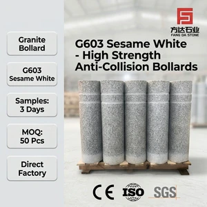 Heavy Duty G603 Sesame White Granite Bollards Column - Municipal Road Sidewalk Parking Barriers Safety Curb Stones