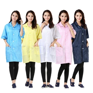 Unisex Anti-Static Short Sleeve Coat White Blue Striped Dust-Free Workwear Protective Safety Clothing for Workshops