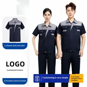 Short-sleeved Work Uniform Set - Men's and Women's Tops - Auto Repair Safety Clothing with Good Breathability