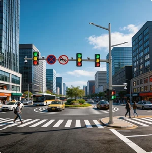 OEM Customized Integrated Traffic Light Pole with Traffic Signals CCTV Cameras & Road Signs for Government Projects