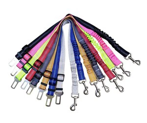 Pet Car Seat Belt Leash Reflective Bungee Elastic Buffer Adjustable Nylon Dog Safety Seatbelt Heavy Duty