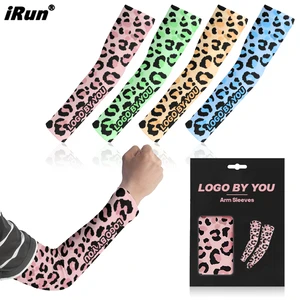 IRun Customized Sports Casual Protective Arm Sleeves Colorful Leopard Print Breathable Elastic Arm Cover Sleeve