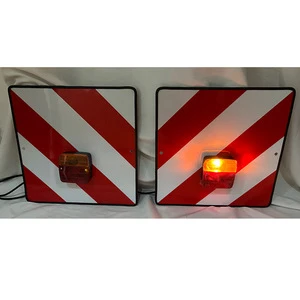 425 X 425mm Red/White Reflective Aluminium Traffic Warning Sign With Lamp