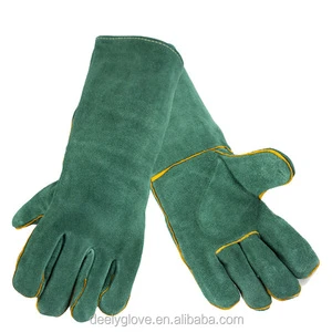 A Grade Superior Green Lined Leather Welders Welding Glove