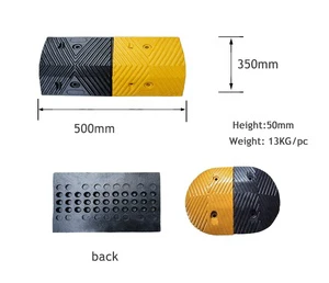 Street Yellow and Black Plastic Speed for Traffic Safety Rubber and PVC Material Highway Hump Speed Bump