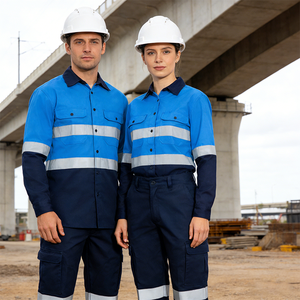 Custom Logo Workwear Work Wear Cleaner Traffic Construction Mining Coal Gas Oil Reflective Safety Worker Uniform Hi Vis Shirts