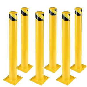 XZL Anti-Collision Safety Bollard Post Yellow High Visibility Metal Parking Barrier for Garage Driveway Traffic Control