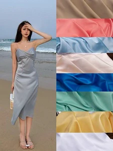 Fast Delivery Stock Sale Luxury Glossy Metallic Liquid Satin Reflective Woven Fabric Crystal Silk 4-way Stretch Polyester