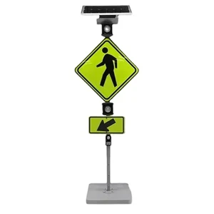 Solar Flashing USA Lighted Illumanated Led Pedestrian Traffic Road Signs Beacons Crosswalk Blinker Sign Solution