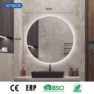 Joystar OEM Round LED Illuminated Smart Bath Mirror With Smart Dimmable Touch Switch, Modern Hotel Toilet Mirror For Apartment