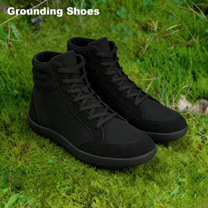 OEM Factory Carbon Rubber Canvas Conductive Sole Anti Static Wide Toe Box Barefoot Earthing Grounding Shoes