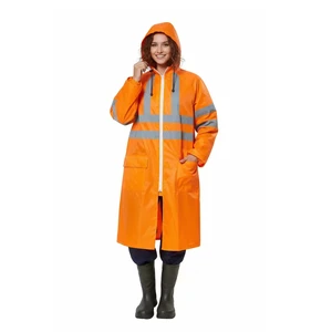 Wholesale Long Polyester Pvc Workwear Jacket Hi-Vis Waterproof Reflective Safety Raincoat Poncho Rain Coats For Adults