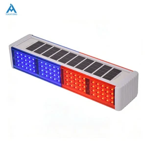 Flashing Emergency Traffic Warning Lights Double-sided Red Blue Solar-Powered Plastic IP65 Protection High-Intensity Prismatic