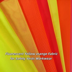 EN20471 High Visibility 120gsm Orange Fluorescent 100% Polyester Warp Knitted Reflective Fabric for Safety Vest and Bag