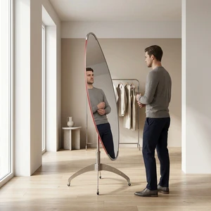 Customized Style Modular Frame Irregular Wavy Mirror Disassembled Stainless Steel Wave Surfboard Mirror Save Freight