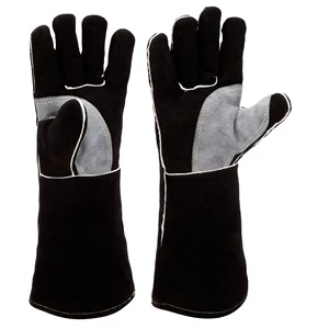 Black Welding Gloves Leather Industrial Hands Safety Product for Men Welder Work Glove Mechanic Anti Heat Best Quality Gloves