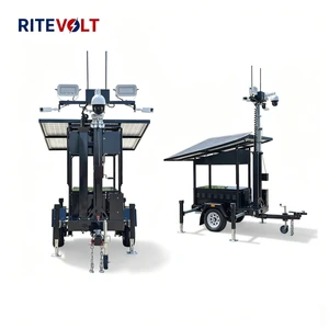Ritevolt Outdoor Solar Mobile CCTV Tower With 2*4MP PTZ 7200WH Battery IP67 Waterproof 117km/h Windproof Parking Security Camera