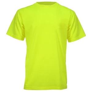 ZUJA Wholesale Bird Eye Breathable Safety Shirt Fluorescent Yellow Orange Dry Fit Solid Color Short Sleeve T Shirt