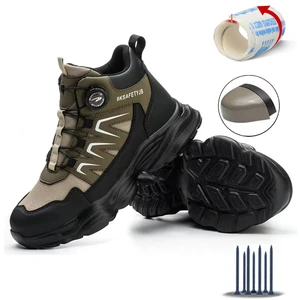 High-Cylinder Microfiber Labor Protection Shoes Winter Factory Use Anti-Slip Oil-Resistant Anti-Piercing Rotating Buckle