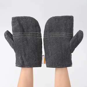 CASTONG New Developed Double Layers Dark Gery Polyester Twill Mitten Industrial Welding Gloves for Construction