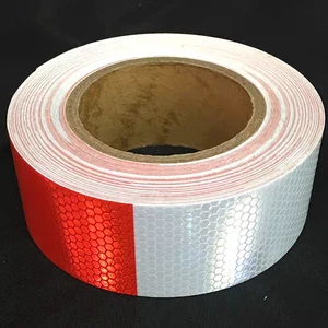 Factory Wholesale PVC Pressure Sensitive Waterproof Reflective Adhesive Tape Red and White Truck 50mm X 25m Warning Tape