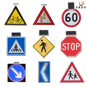 Waterproof Triangle Road LED Blinking Warning Light Board Speed Limited Flashing Street Reflector Sign Solar Traffic Sign