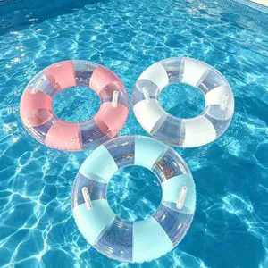 Children's Eco-Friendly PVC Thickened Double Airbags Anti-Rollover Transparent Sequined Swimming Ring Lifebuoy for Men Women