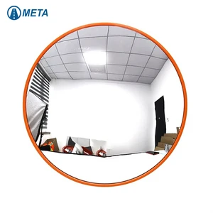 Meta Rubber MR-ICM60R 60cm/24'' Orange Convex Mirror PC UV ABS Back Indoor Road Safety Parking Curb 130 Viewing Angle