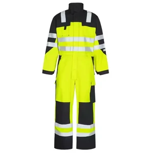 EN20471 Windproof Industrial High Visibility Workwear Uniform Suits Overalls Fire Retardant Safety Hi Vis Work Coveralls